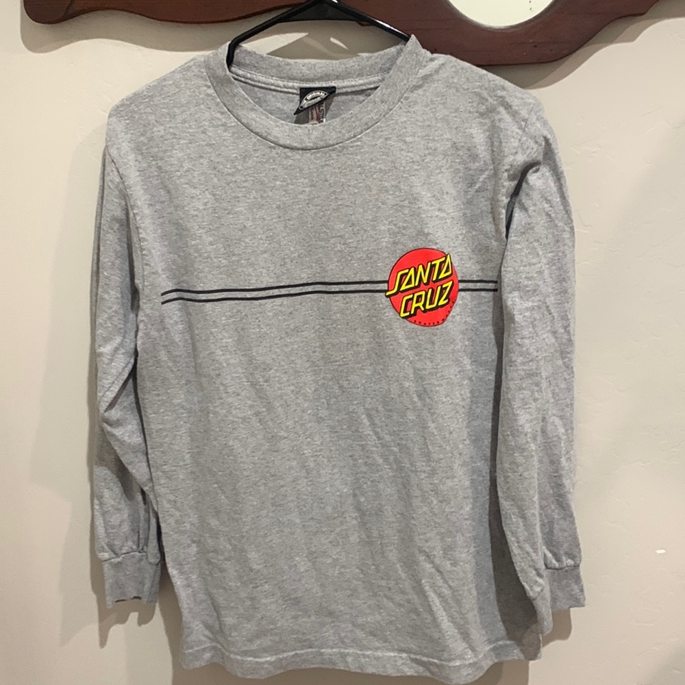 Santa Cruz Skateboards Men’s Long Sleeve Crewneck Shirt - Gray with Logo